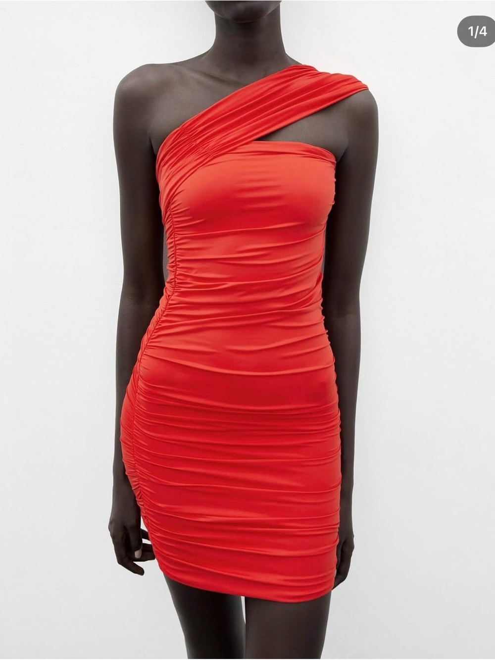 NWOT Zara One-Shoulder Ruched Bodycon Dress